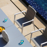 Fauteuil de jardin empilable en aluminium et textilène, résistant aux intempéries, pour terrasse et café, vente en gros