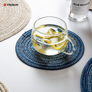 แผ่นรองจานผ้าฝ้ายทอทรงกลม ป้องกันความร้อน กันลื่น สำหรับโต๊ะอาหาร ขนาดใหญ่ ซักได้ ใช้ในครัวและห้องรับประทานอาหาร - Product Image 6