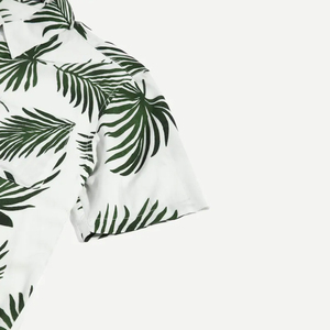 Camisas Casuales de Verano de Manga Corta para Hombre, Personalizadas, con Estampado Floral de Palmeras, Sublimadas, de Poliéster/Algodón, Transpirables y Cómodas - Product Image 2