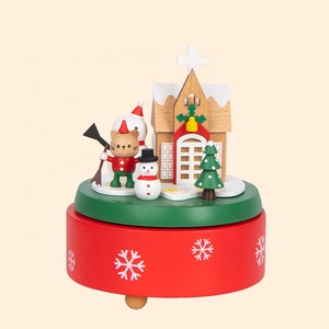 OEM/ODM nouvelle idée personnalisée arbre de Noël carrousel boîte à musique Noël tasse à café animaux carrousel boîte à musique pour cadeau - Product Image 6