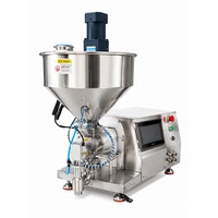 Machine de remplissage et d'emballage de bureau électrique automatique à tête unique avec moteur servo pour huile, détergent, gel et crème corporelle, avec mélangeur
