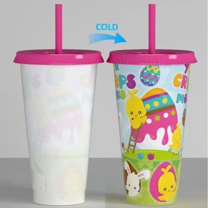 Drinking PP Custom Water Party Juice Color Changing Plastic Cup <strong>Easter</strong> <strong>Mug</strong> With Lids Straw - Product Image 5