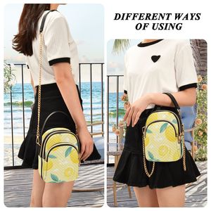 Summer Lemon Print Mini Crossbody Bag for Women, Triple Zipper Quilted Phone <b>Purse</b> Fits 6.8" Smartphone, Detachable Chain Strap - Product Image 6