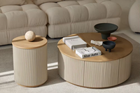 Table basse scandinave minimaliste moderne en chêne recyclé avec rangement, petite table d'appoint