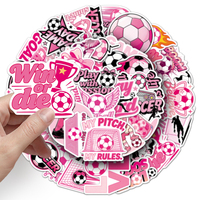 53 autocollants sur le thème du football rose original pour filles, autocollants décoratifs imperméables pour cahiers et sacs à dos