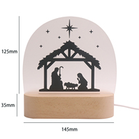 3D Illusion Veilleuse Bois Lampe Bébé Led Lumière Jésus Décoration Lumières Pour La Maison