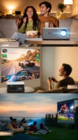 SXZ X12, el Más Reciente Proyector LED Portátil Full HD 1080P 1200ANSI con Sistema Android 14, Reproductor Multimedia LCD Inteligente para Cine en Casa, Enfoque Automático