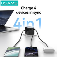 USAMS CC308 kabel ekstensi colokan dunia USB PD Adaptor Travel Daya Multi Plug Adaptor Charger perjalanan Universal Dunia Internasional