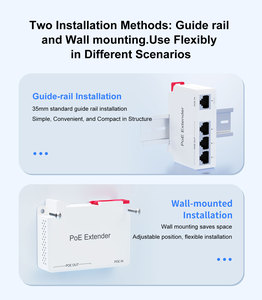 Extenseur PoE en plastique monté sur rail IEEE802.3AF/AT 30W 100Mbps 1 entrée 3 sorties 10/100Mbps 250m pour caméra CCTV - Product Image 2