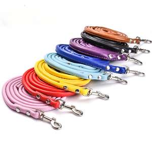 Premium Color sólido PU elegante colorido cuero cachorro mascota perro tracción correa de plomo correa de cuerda redonda para entrenamiento caminar - Product Image 1