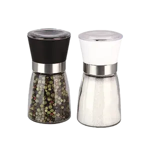 Salt And Pepper Mill Glass Single 160ml Spice Grinder Transparent With Lid With Ceramic Mechanism best selling