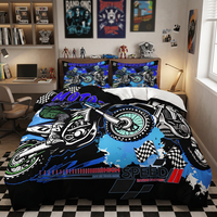 Parure de lit de motocross imprimée en 3D, housse de couette pour sports extrêmes, ensemble de couette pour garçons avec taies d'oreiller
