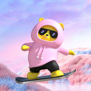 Ornements coulissants d'ours de planche à roulettes montés sur voiture de vente chaude, figurines de dessins animés, ornements d'écran de contrôle central créatifs - Product Image 6