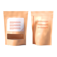 Bolsa de pie para embalaje de alimentos, bolsa con cremallera con ventana, Kraft papel artesanal, reutilizable, biodegradable, Doypack Ziplock, marrón y blanco