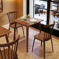 Ensemble table et chaises rectangulaires en bois massif rétro, design mid-century, mobilier de restaurant écologique pour cafés et bars à vin