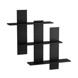 OY-PVC Three-Tier Staggered Shelf Wall Mounted Geometric <b>Storage</b> Rack For Study Room Living Room Display - Product Image 3