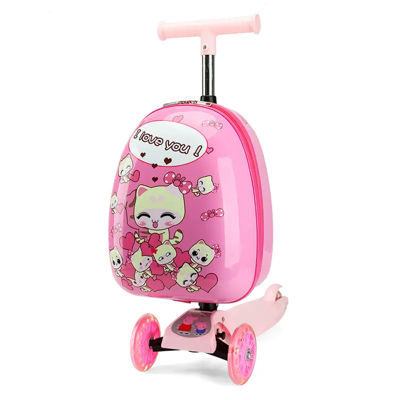 Children's Multi Function Kids Plastic Ride On Suitcase Car Travel Luggage Scooter With Wheel