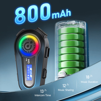 Casque de moto 5.3 avec interphone 300M, écran LCD, partage de musique, appels clairs, IPX6, 18H d'autonomie, 800mAh