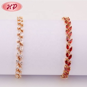 Pulsera de tenis chapada en oro para mujer con circonitas marquesa y cristales multicolor incrustados, joyería de muñeca para bodas, fiestas y banquetes - Product Image 3