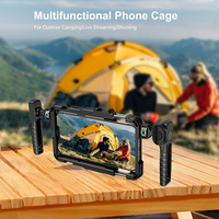 BAFANG Aluminium Smartphone Cage Mount - Rig Universal untuk iPhone/Android dengan Cold Shoe & Sekrup 1/4 inci (Kompatibel dengan Mic/Lampu LED)