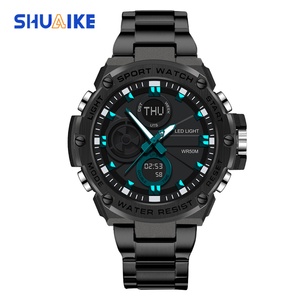 Nouvelle montre numérique en acier inoxydable 1092, boîtier doré, LED lumineuse, montre-bracelet de sport pour homme, support OEM, montre numérique ovale décontractée - Product Image 3