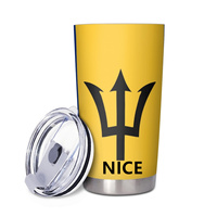 Gobelet isotherme en acier inoxydable de 20 oz personnalisé avec le drapeau national de la Barbade, tasse pratique pour la maison, le bureau, la salle de sport et l'entraînement