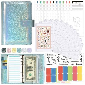 6 Rings Leather Money Saving Binder A6 Glitter Budget Planner Binder <b>Notebook</b> Journal Office <b>Notebook</b> with Cash Envelope Luxury - Product Image 4
