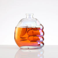 Bouteille plate en verre cristallin transparent de 500 ml avec bouchon en liège, style Mason, pour Brandy XO, Whisky, Rhum, Cidre, Vin Blanc, couleur et logo personnalisables