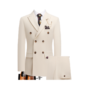 Costume Deux-Pièces à Double Boutonnage Coupe Slim pour Homme, Taille Moyenne, Adapté pour les Occasions de Mariage et de Banquet - Product Image 1