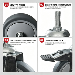 EFON Polypropylene Stainless Steel Iron Nylon Rubber Polyurethane 125mm Swivel Caster Wheel Total Lock Brake 250kg Capacity - Product Image 3