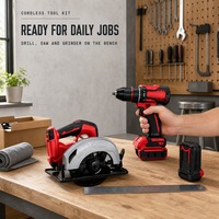 Ensemble d'outils portatifs multifonctions avec perceuse, scie sauteuse et lampe torche pour les projets de construction et d'extension de studio à domicile et de garage, et la configuration de bancs de travail