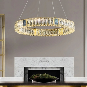 Lámpara colgante de anillo regulable <span class=keywords><strong>para</strong></span> Villa Stairs K9, de lujo, Led, dorada, <span class=keywords><strong>para</strong></span> sala de estar y comedor - Product Image 2