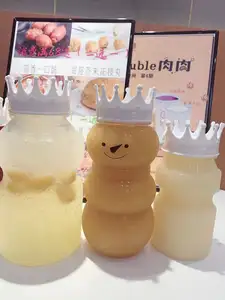 Bouteille de miel en plastique 500ml, jus de dessin animé PET mignon, en forme d'arbre de noël, bouteille de boisson au lait, pour enfants