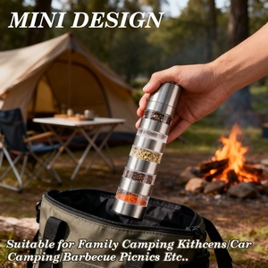 <span class=keywords><strong>New</strong></span> Xách Tay Gia Vị <span class=keywords><strong>Mill</strong></span> Với 5 Lọ Stackable Thép Không Gỉ Tháp Refillable Có Thể Điều Chỉnh Muối Và Hạt Tiêu Máy Xay Mini Của Nhãn Hiệu - Product Image 5