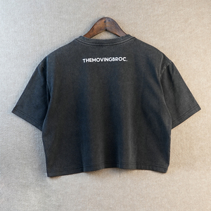 T-Shirt Vintage alla Moda, Crop Top, Vestibilità Ampia, Collo Tondo, Manica Corta, 100% Cotone Traspirante - Product Image 2