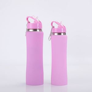 Matte Finish Outdoor Sports <b>Water</b> <b>Bottle</b> 600ml 750ml Double Wall Vacuum Insulated Stainless Steel <b>With</b> <b>Straw</b> Handle Design - Product Image 6