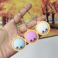 Porte-clés décoratif mignon pour sac, jouet anti-stress en PVC souple, accessoires de porte-clés dessin animé Baozi Dumpling