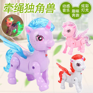 Electric Leash Guided Unicorn Toy With <b>Light</b> And Sound Effects For Children 4 6 Years Old Plastic Animal Shape Push <b>Pull</b> Walker - Product Image 2