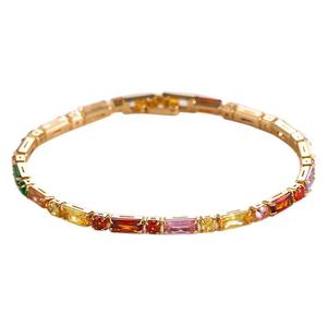 Fancy Light Luxury Zircon <b>Bracelet</b> Gold Plated Geometric Diamond Set Women's Jewelry Gift - Product Image 5