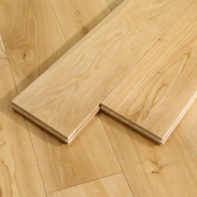 Kangton-Suelo de madera maciza de roble blanco, grado Natural
