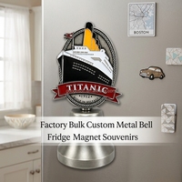 OEM/ODM Aimants de réfrigérateur en métal émaillé 3D en forme de sonnette, thème Titanic, avec designs personnalisés, usine d'aimants en forme de sonnette