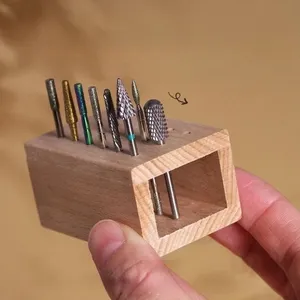 Support de rangement et présentoir en bois pour 18 embouts de ponceuse à ongles, boîte de rangement vide pour têtes de ponçage, étui organisateur pour outils de manucure - Product Image 1