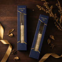 Boîte pliante personnalisée bleu marine avec dorure à chaud, haute et étroite, à extrémités pliées, avec fenêtre, pour emballage cadeau de spiritueux et de vin