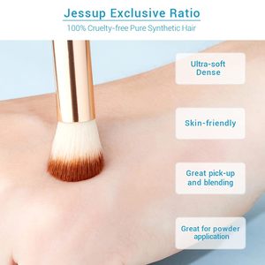 Per Jessup 15 pz Set di pennelli sintetici per trucco con etichetta di bambù e ombretto per sopracciglia pennelli Eyemakeup T137