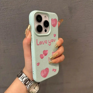 เหมาะสำหรับเคสโทรศัพท์ 17 Pro Max ลายลิ้นจี่ หัวใจภาษาอังกฤษน่ารัก เคสนิ่มมีรูขนาดใหญ่ เคสกันกระแทก - Product Image 5