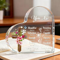 Regalo Religioso Inspirador para Mujeres, Placa Acrílica en Forma de Corazón con Citas Bíblicas para Decoración de Escritorio