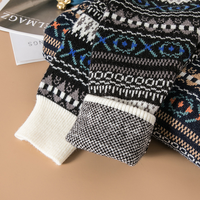Pull personnalisé pour homme en polyester, motif floral nordique Fair Isle, tricot épais 550g, anti-plis, anti-boulochage, motif vintage numérique, idéal pour l'hiver