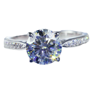 Anillo de Compromiso de Oro Blanco con Halo Oculto, Certificado IGI, 2.0 Quilates, Corte Brillante, Color D, Claridad VVS2, Cultivado en Laboratorio, CVD, Regalo de Boda - Product Image 1