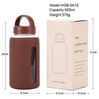 Bouteille d'eau en verre avec manchon en silicone couleur macaron 600ml 800ml, large ouverture, portable, sans BPA, anti-fuite, logo personnalisé