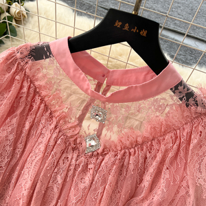 Abito da Donna <span class=keywords><strong>Elegante</strong></span> in Stile Francese con Cristalli e Pizzo, Maniche Lunghe, Volant e Cintura, Vestito Slim per Stile Casual - Product Image 5